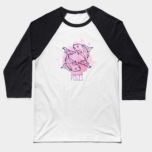 Pisces Zodiac Baseball T-Shirt by Dieowl